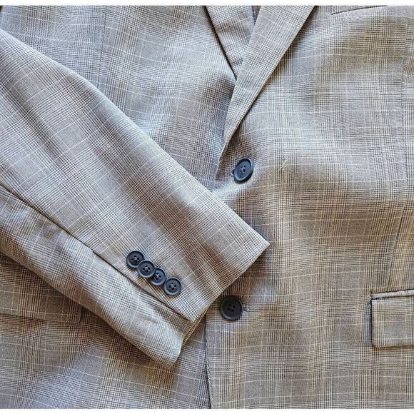 Men's Alfani Suit Jacket Light Grey Blue Plaid 44 Regular - Picture 5 of 9